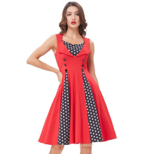 Belle Poque Mujer Polka Dot Retro Estilo Vintage Rojo Cocktail Party Swing Vestido BP000282-1